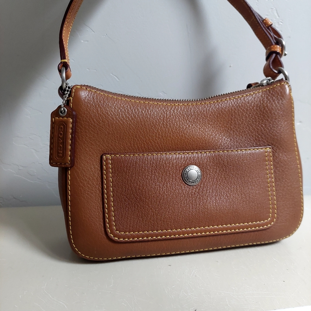 Coach Brown Purse Chelsea Pebble Genuine Leather Shoulder Strap Y2K